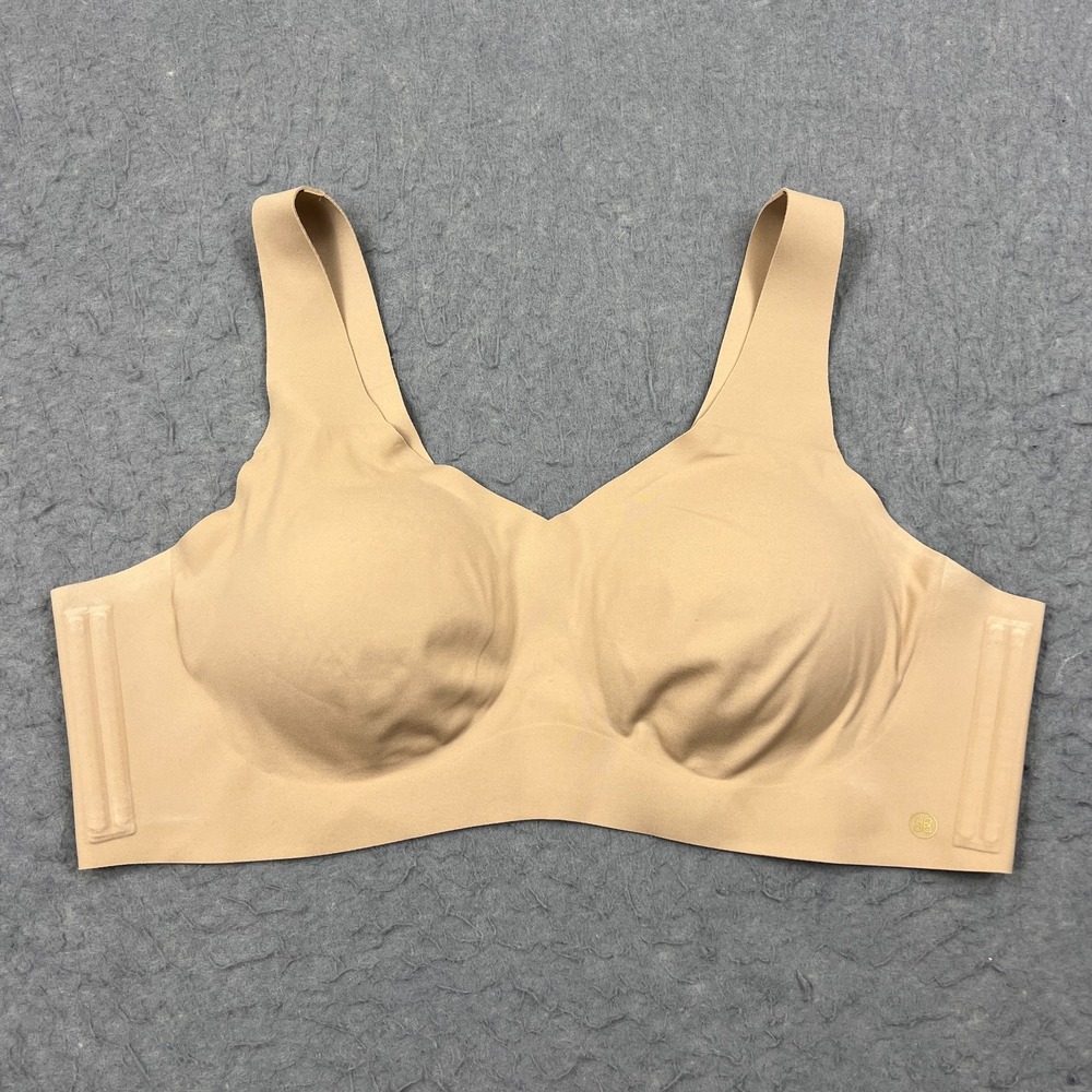 Honeylove V-Neck Bra Size 2X Sand Beige Seamless Wireless Comfort Pullover Pads